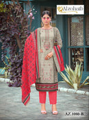Alzohaib Sarra Az 1080 Pure Cotton Print With Heavy Self Work Pakistani Suits