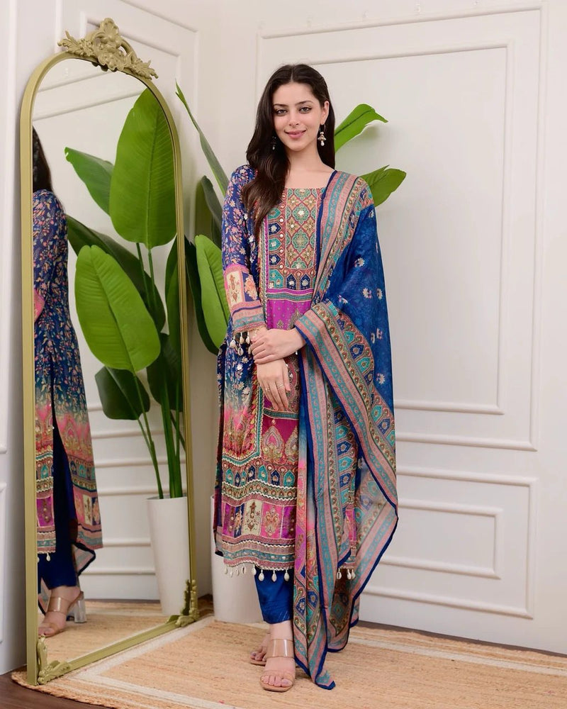 BE 316 Designer Wear Trending Printed With Miror Work Kurti