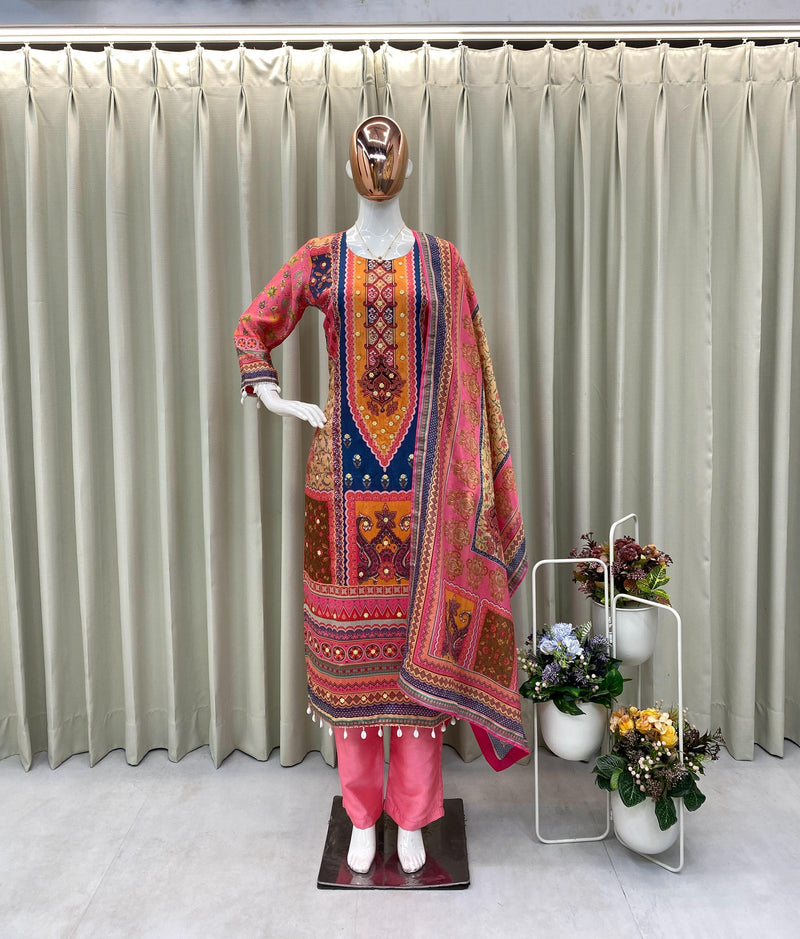 BE 316 B Designer Wear Trending Printed With Miror Work Kurti