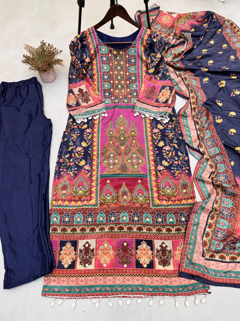 BE 316 Designer Wear Trending Printed With Miror Work Kurti