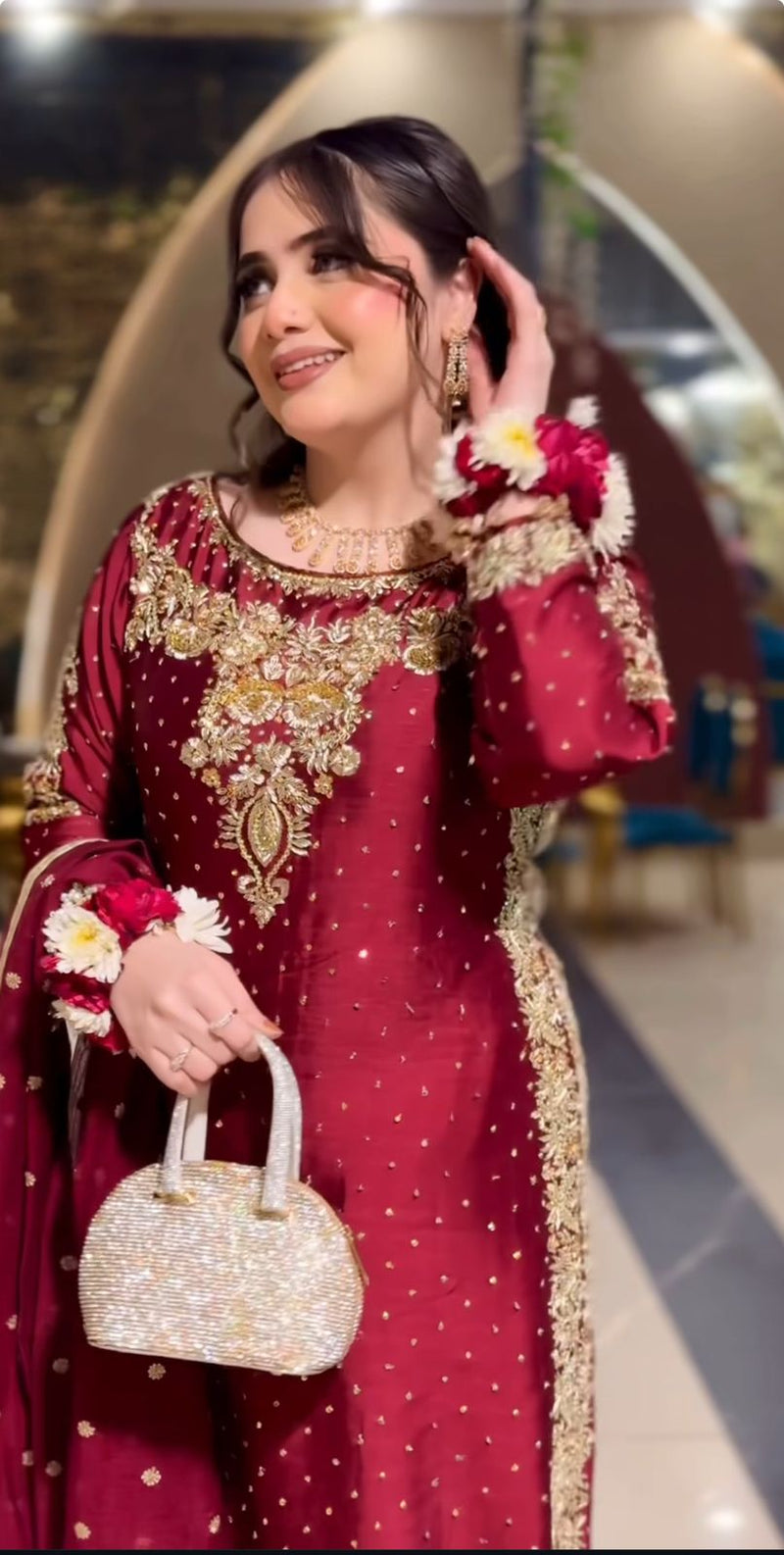 Nsr 834 Heavy Embroidery Sequence Work Full Sleeve With Revet Moti Work Pakistani Suits