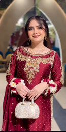 Nsr 834 Heavy Embroidery Sequence Work Full Sleeve With Revet Moti Work Pakistani Suits