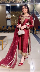 Nsr 834 Heavy Embroidery Sequence Work Full Sleeve With Revet Moti Work Pakistani Suits