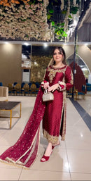 Nsr 834 Heavy Embroidery Sequence Work Full Sleeve With Revet Moti Work Pakistani Suits