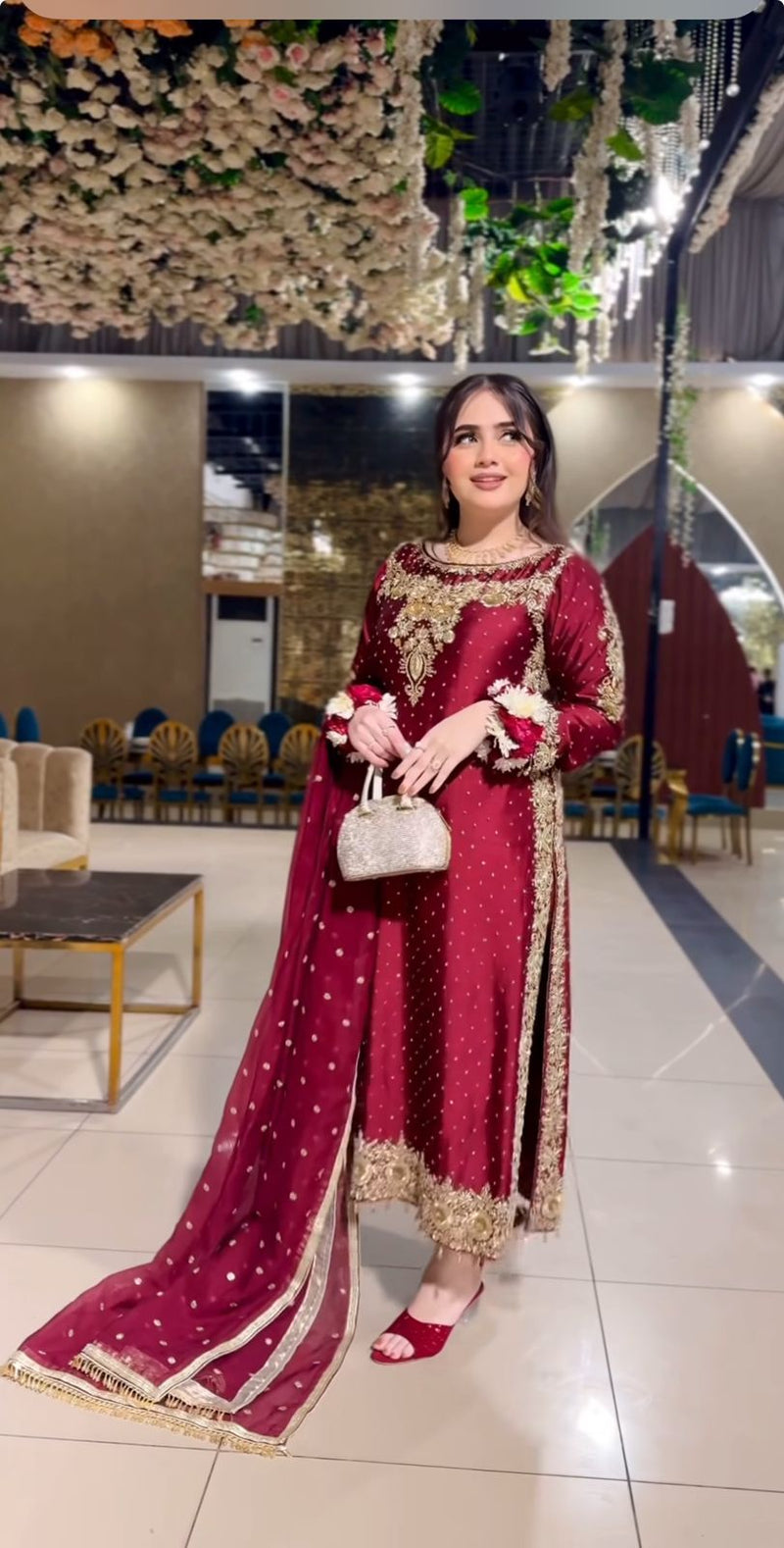 Nsr 834 Heavy Embroidery Sequence Work Full Sleeve With Revet Moti Work Pakistani Suits