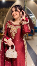 Nsr 834 Heavy Embroidery Sequence Work Full Sleeve With Revet Moti Work Pakistani Suits