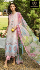 Ziaaz Designs Code 891 Cambric Cotton Chikenkari Shaded Semi Stitched Pakistani Suits