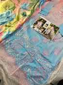 Ziaaz Designs Code 891 Cambric Cotton Chikenkari Shaded Semi Stitched Pakistani Suits