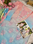 Ziaaz Designs Code 891 Cambric Cotton Chikenkari Shaded Semi Stitched Pakistani Suits