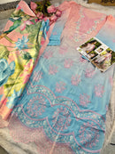 Ziaaz Designs Code 891 Cambric Cotton Chikenkari Shaded Semi Stitched Pakistani Suits