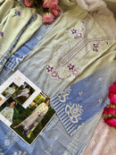 Ziaaz Designs Code 889 Cambric Cotton Chikenkari Shaded Semi Stitched Pakistani Suits