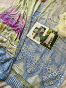 Ziaaz Designs Code 889 Cambric Cotton Chikenkari Shaded Semi Stitched Pakistani Suits