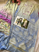 Ziaaz Designs Code 889 Cambric Cotton Chikenkari Shaded Semi Stitched Pakistani Suits