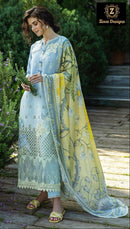 Ziaaz Designs Code 890 Cambric Cotton Chikenkari Shaded Semi Stitched Pakistani Suits