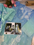 Ziaaz Designs Code 890 Cambric Cotton Chikenkari Shaded Semi Stitched Pakistani Suits