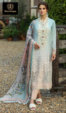 Ziaaz Designs Code 891 Cambric Cotton Chikenkari Shaded Semi Stitched Pakistani Suits