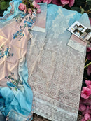 Ziaaz Designs Code 891 Cambric Cotton Chikenkari Shaded Semi Stitched Pakistani Suits