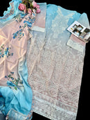 Ziaaz Designs Code 891 Cambric Cotton Chikenkari Shaded Semi Stitched Pakistani Suits