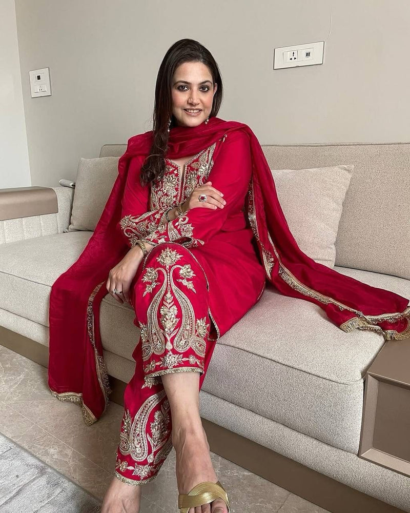 ZSR 3097 Designer Collection In Pure Chinnon With Embroidery Sequence Work Pakistani Suits