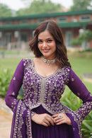 LW 9202 Faux Blooming Gown With Sequins Multi Embroidered Work Designed Gown