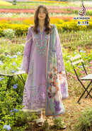 Alif Fashion 178 Pure Cotton With Heavy Embroidery Moti Work Pakistani Suits
