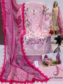 Alif Fashion 179 Pure Cotton With Heavy Embroidery Moti Work Pakistani Suits