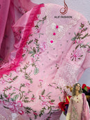 Alif Fashion 179 Pure Cotton With Heavy Embroidery Moti Work Pakistani Suits