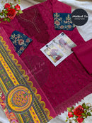 Mehboob Tex 1578 B Pure Viscose Lawn With Heavy Self Embroidery Attached Laces Pakistani Suits