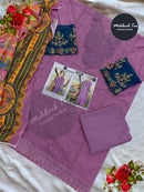 Mehboob Tex 1578 C Pure Viscose Lawn With Heavy Self Embroidery Attached Laces Pakistani Suits