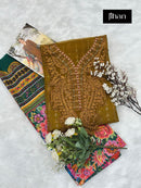 Jihan 3561 B Pure Heavy Reyon Cotton Dyed With Heavy Kasmiri Self Embroidery Work Pakistani Suits