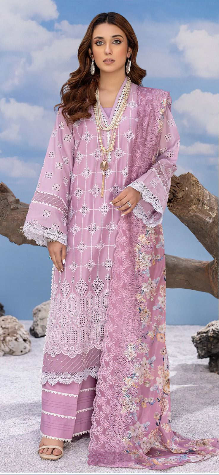 Al Khushbu Alk 4094 Pure Cambric Cotton With Heavy Embroidery Work Pakistani Suits