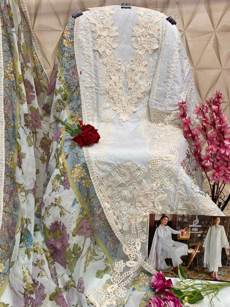 Alif Fashion A 78 B Pure Cambric Cotton With Heavy Embroidery Work Pakistani Suits