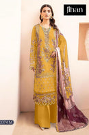 Jihan Chevron 3374 M Pure Lawn Cotton With Heavy Self Embroidery Patch Work Pakistani Suits