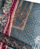 Jihan Chevron 3374 K Pure Lawn Cotton With Heavy Self Embroidery Patch Work Pakistani Suits