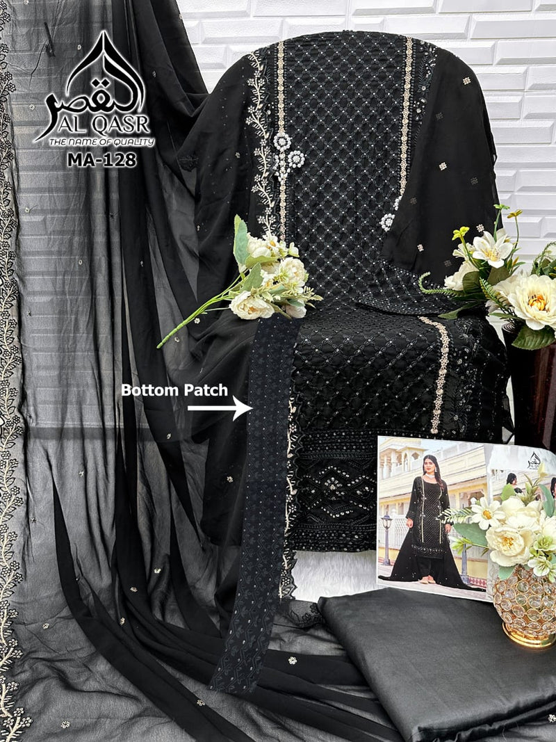 Al Qasr MA 128 B Fox Georgette With Heavy Embroidery Hand Khatli Work Pakistani Suits
