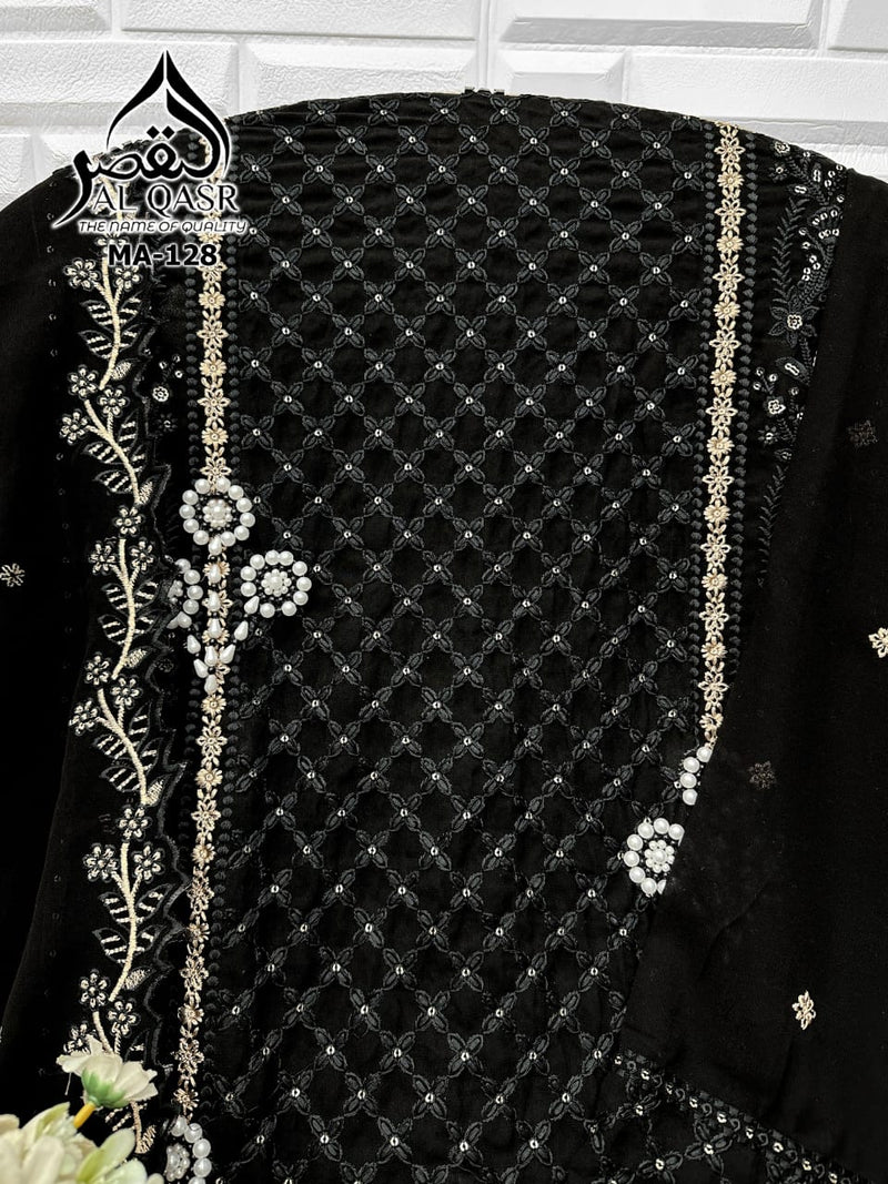 Al Qasr MA 128 B Fox Georgette With Heavy Embroidery Hand Khatli Work Pakistani Suits