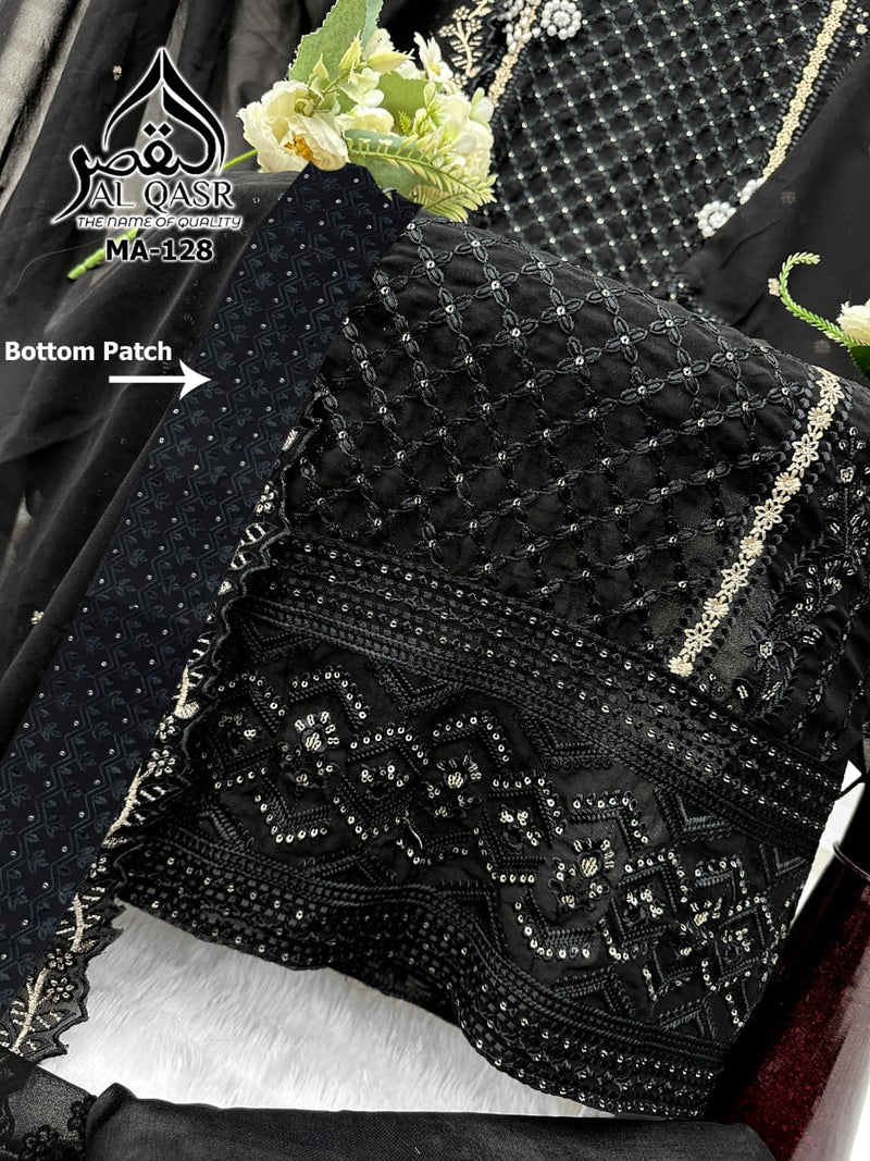 Al Qasr MA 128 B Fox Georgette With Heavy Embroidery Hand Khatli Work Pakistani Suits