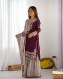 SR 1676 Heavy Faux Georgette With Heavy Embroidery Coding Dori Sequence Rivet Moti Work Suit