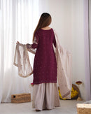 SR 1676 Heavy Faux Georgette With Heavy Embroidery Coding Dori Sequence Rivet Moti Work Suit