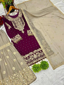 SR 1676 Heavy Faux Georgette With Heavy Embroidery Coding Dori Sequence Rivet Moti Work Suit