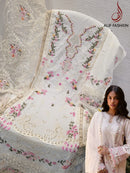 Alif A 183 Pure Cotton With Heavy Embroidery Work With Moti Work Pakistani Suits