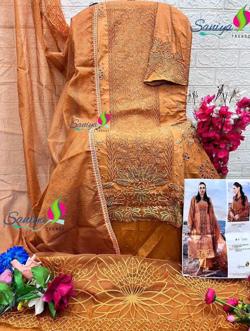 Saniya Trendz 25001 Cotton With Chikankari Embroidered Worked Pakistani Suits