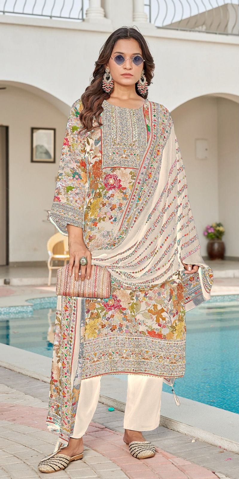 Shree Fab KT 234 A Pure Viscous Maslin Digital Print With Aari And Hand Work Pakistani Suits