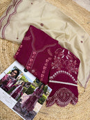 Mehboob Tex 1651 Pure Visocse Lawn With Heavy Self Embroidery Attached Laces Pakistani Suits