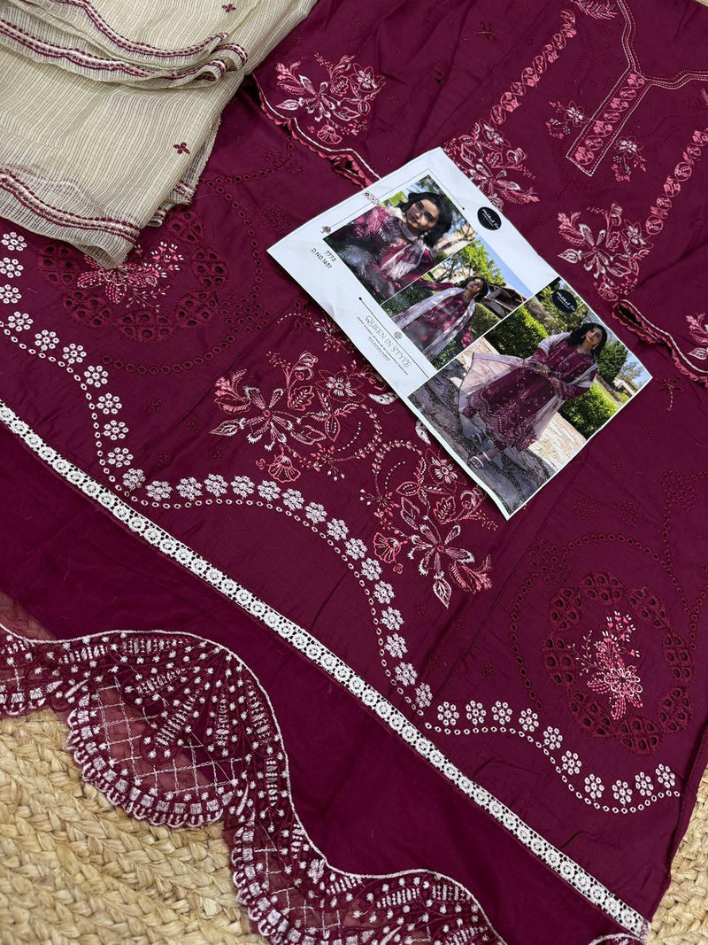 Mehboob Tex 1651 Pure Visocse Lawn With Heavy Self Embroidery Attached Laces Pakistani Suits