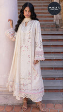 Mehbbob Tex 1649 Pure Visocse Lawn With Heavy Self Embroidery Attached Laces Pakistani Suits