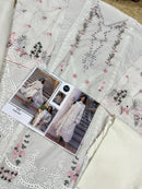 Mehbbob Tex 1649 Pure Visocse Lawn With Heavy Self Embroidery Attached Laces Pakistani Suits