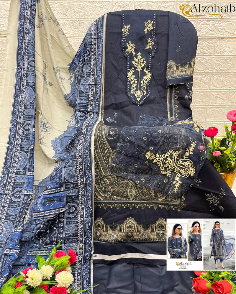 Al Zohaib Az 1128 Pure Cotton Print With Patch Work Pakistani Suits