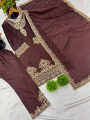 SSR 508 Heavy Chinon Silk With Heavy Embroidery Sequence Work Suits