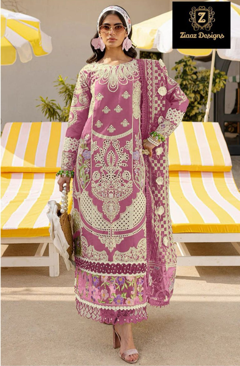 Ziaaz Designs Code 917 A Cambric Cotton Embroidery Kameez Beautiful Pakistani Suits